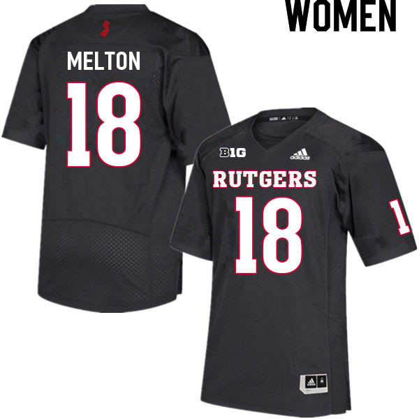 Women #18 Bo Melton Rutgers Scarlet Knights College Football Jerseys Sale-Black - Click Image to Close